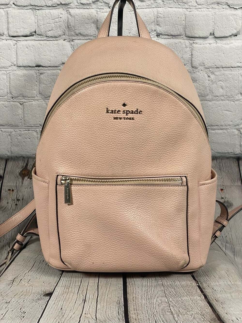 Kate Spade Leila Medium Pebbled Leather Backpack in Blush Pink